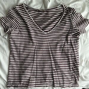 Zara Black and White Striped Short Sleeve Tee